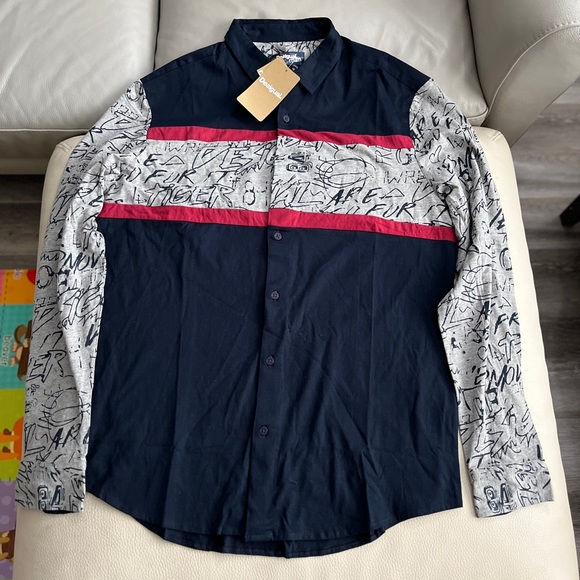 NWT - Desigual Men’s Graphic T Shirt Patchwork Long Sleeve Shirt - Size L - Picture 4 of 11